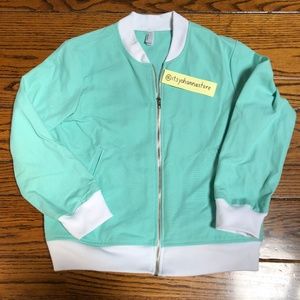 American Apparel Mint Denim Bomber Jacket